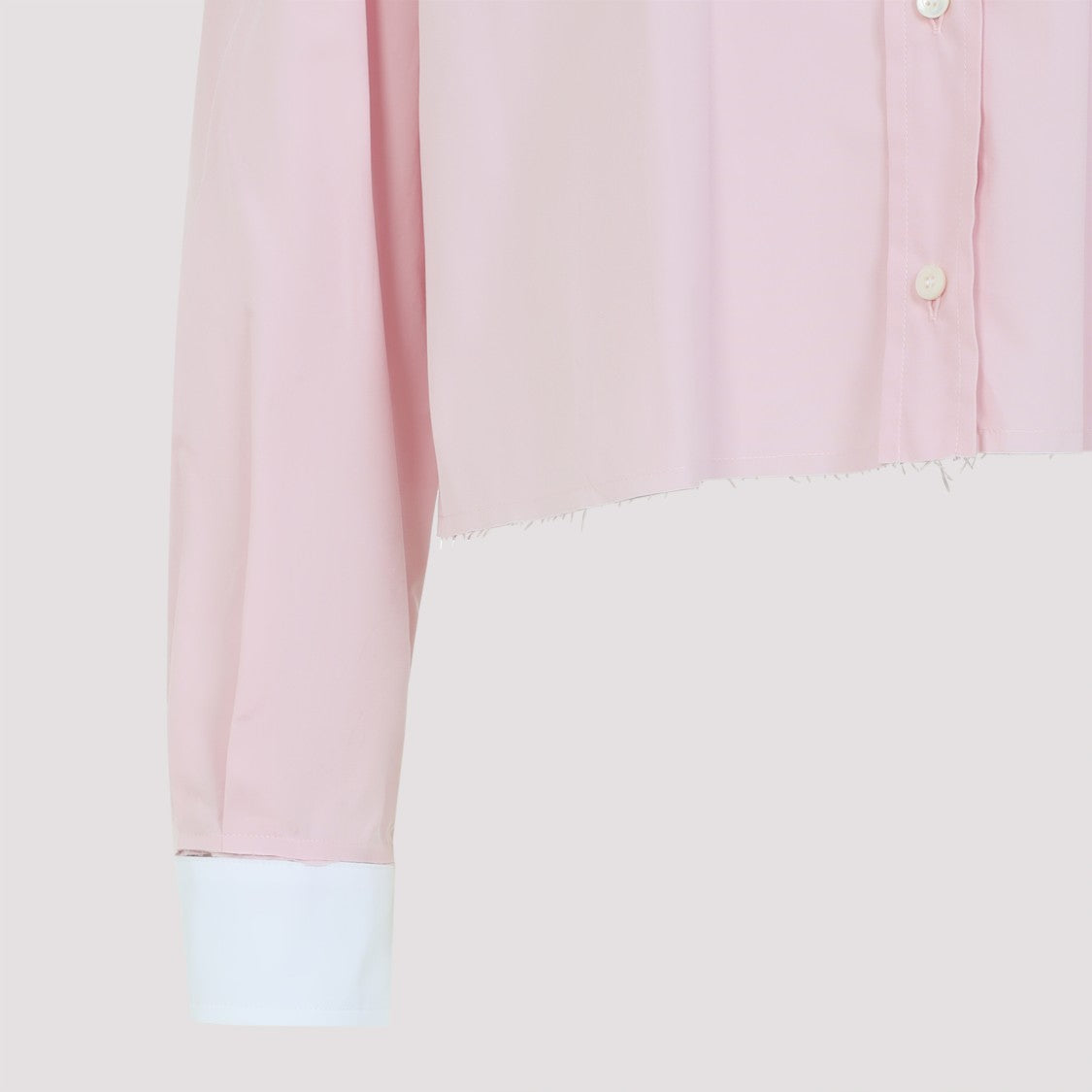 Miu Miu Cropped Button-Up Shirt With Frayed Hem