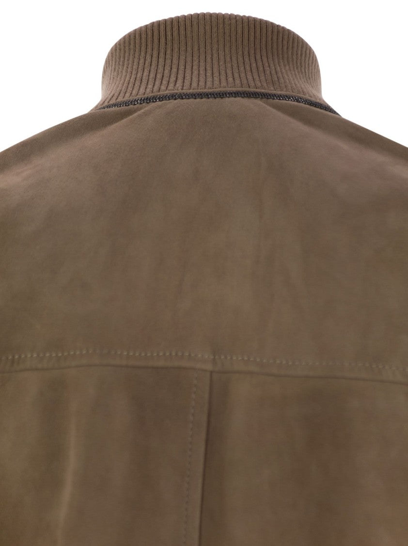 Brunello Cucinelli Couture Suede Outerwear With Jewellery