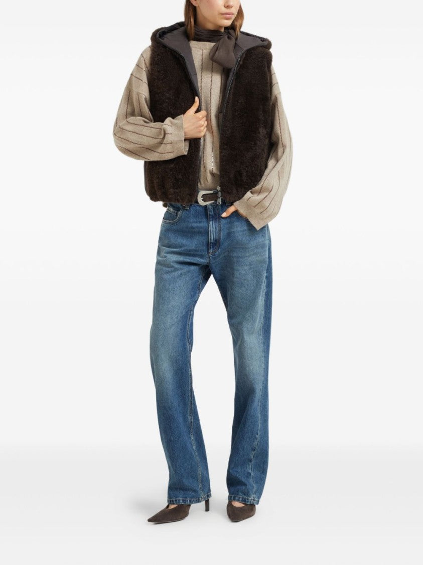 Brunello Cucinelli High-Waisted Straight-Leg Jeans With Contrast Stitching