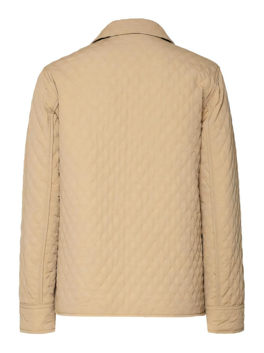 Burberry Classic Button-Up Quilted Jacket With Textured Pattern