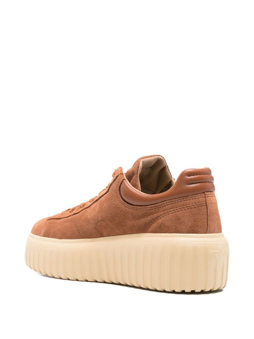 Hogan Brown Suede Sneakers With Leather Accents