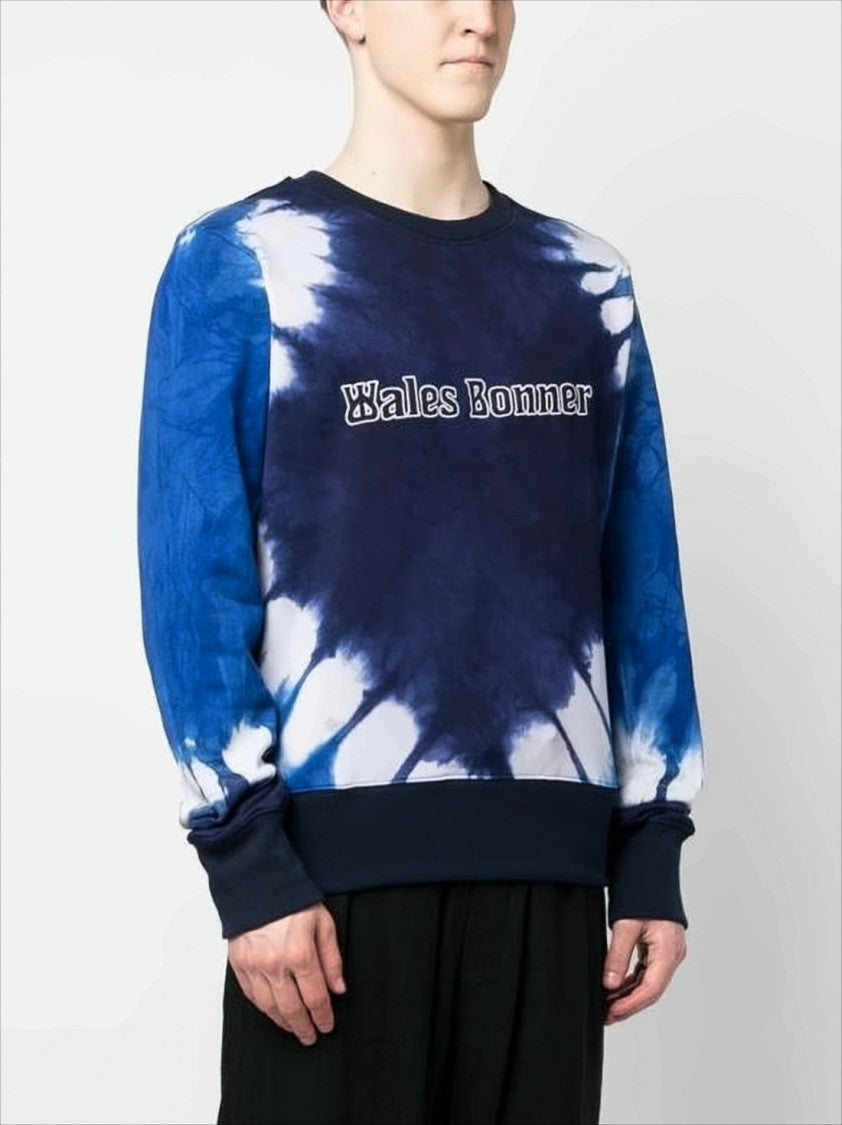 Wales Bonner Tie-Dye Long Sleeve Shirt With Contrasting Logo