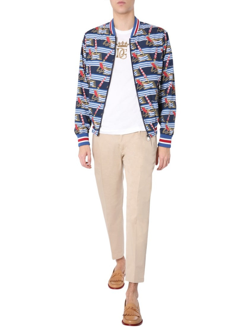 Dolce & Gabbana Navy Blue Bomber Jacket