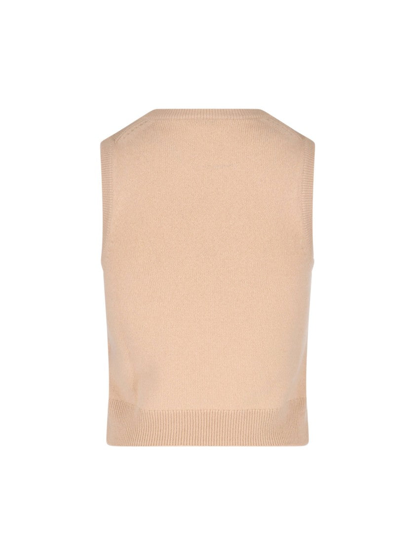 Céline Cashmere Tank Top With Ribbed Finishes And Straight Hem