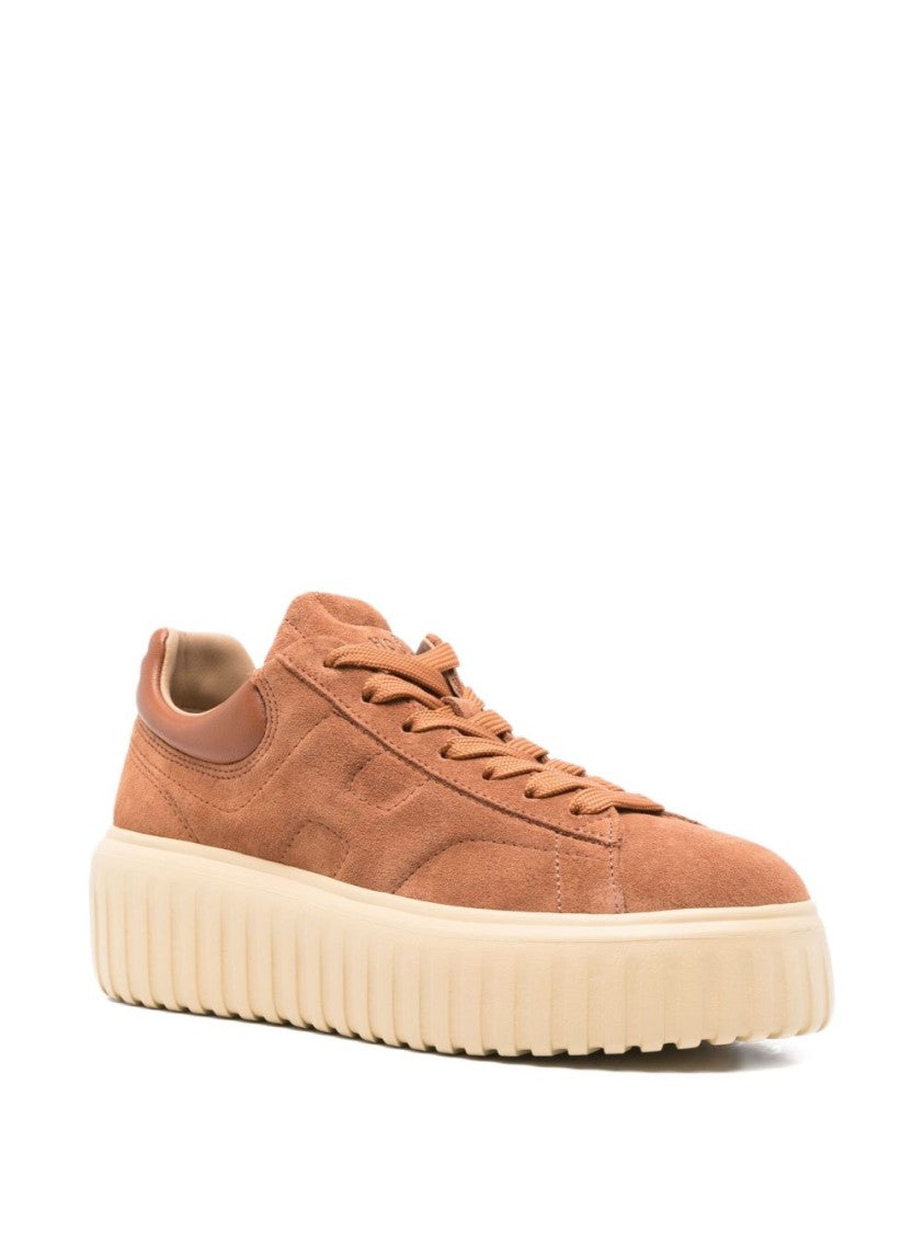 Hogan Brown Suede Sneakers With Leather Accents