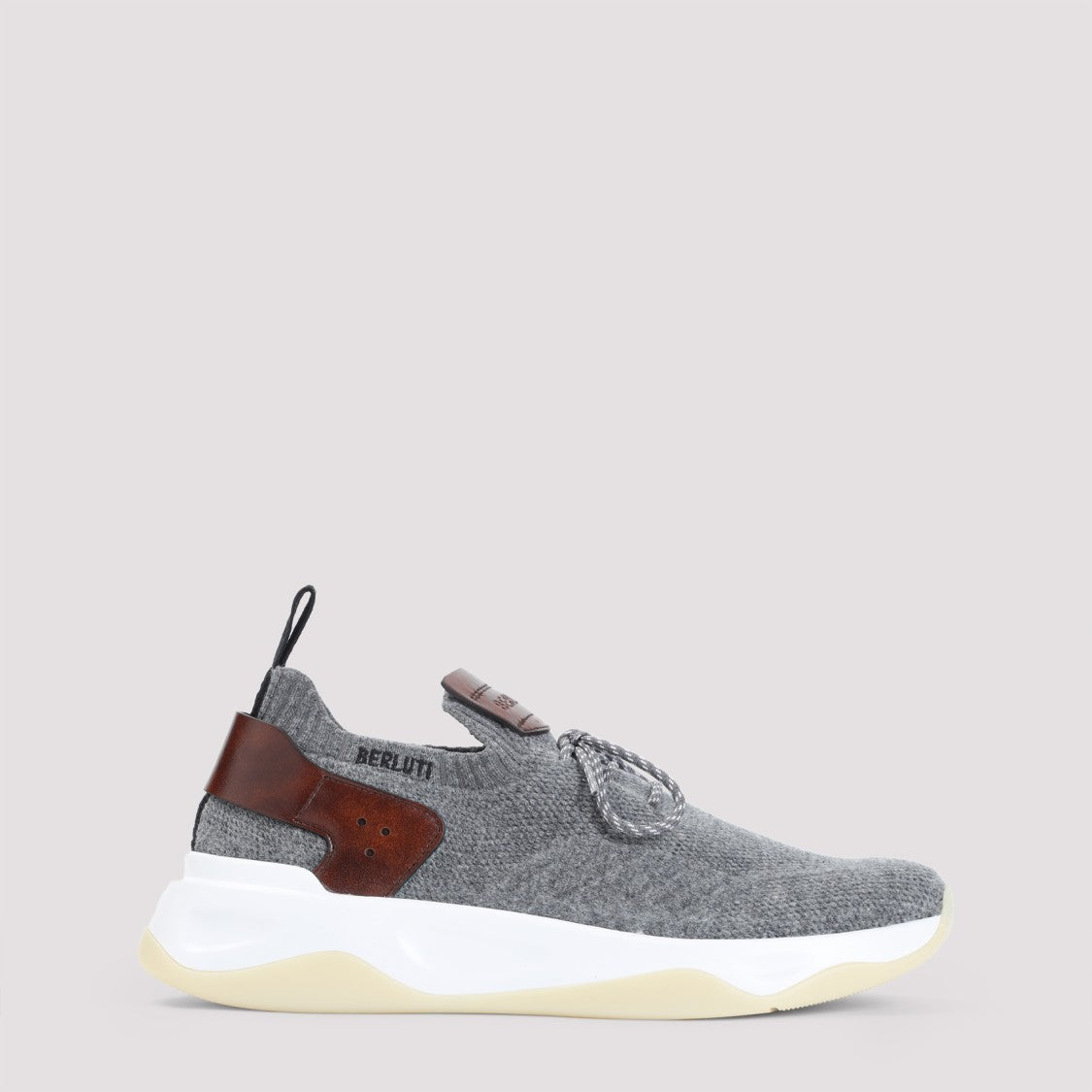Berluti Knitted Textile Sneakers With Leather Accents