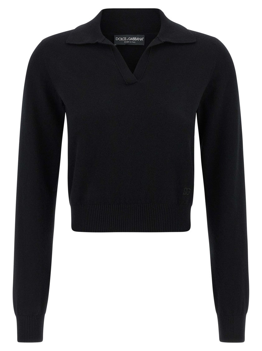 Dolce & Gabbana Polo-Style Cashmere Sweater With V-Neck