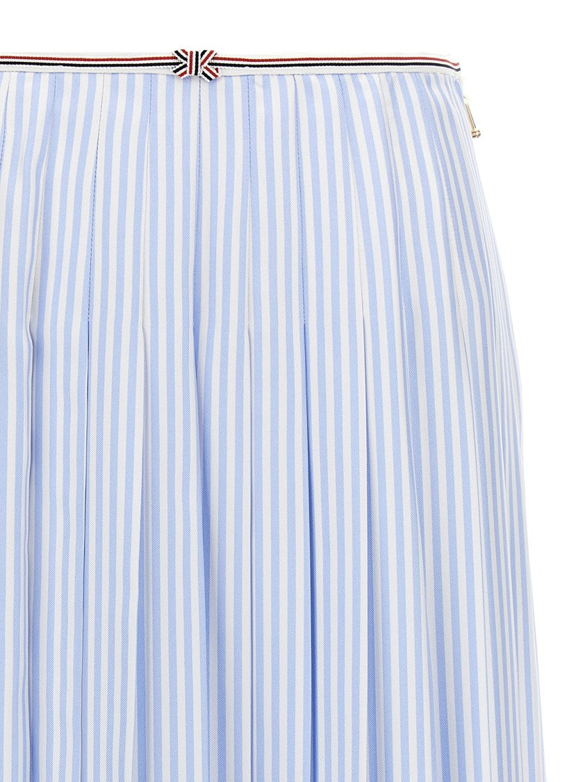 Thom Browne Pleated Striped Silk Skirt