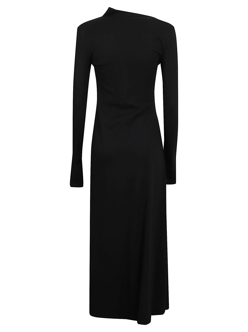 Max Mara Asymmetrical Black Midi Dress With Exquisite Ruching