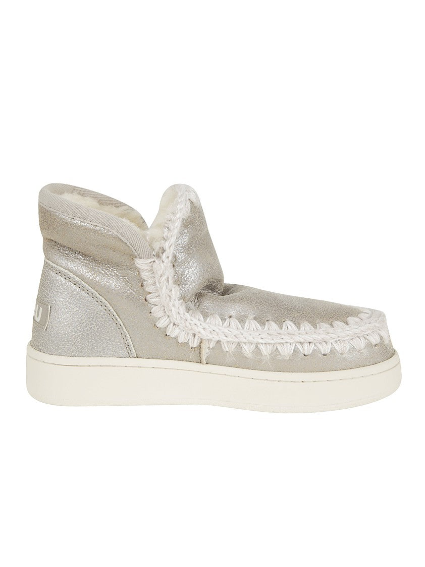 Mou Metallic-Finish Ankle Boots With Whipstitch Detailing