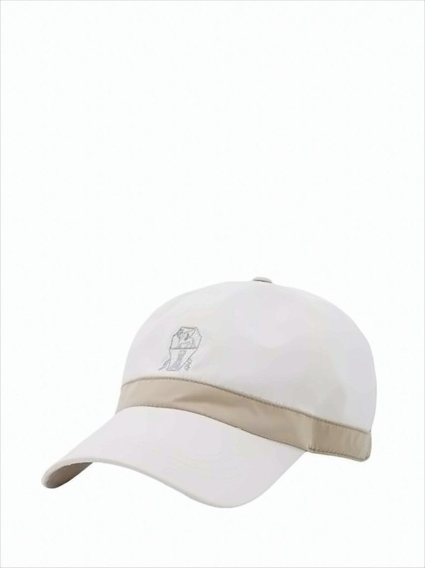Brunello Cucinelli White Cap With Embroidered Emblem