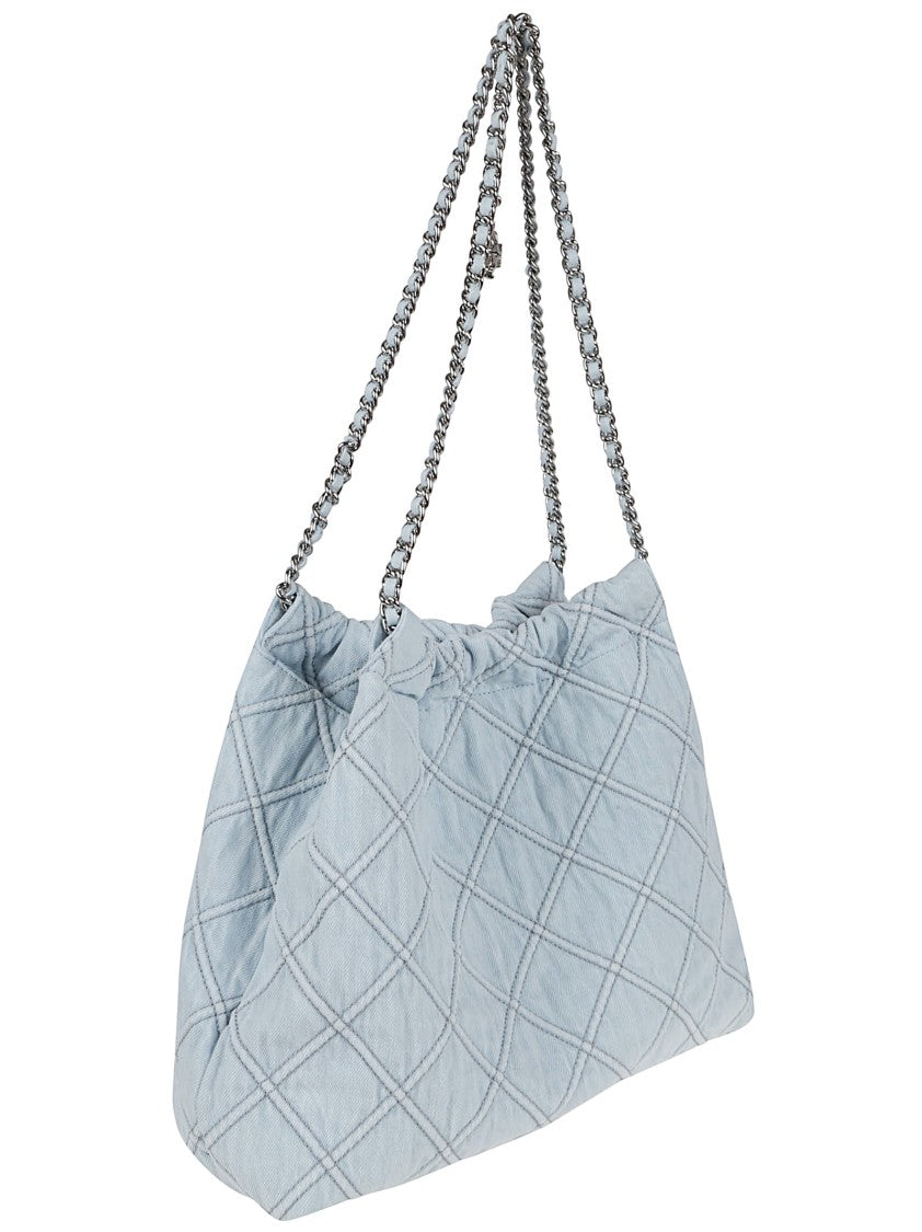 Tory Burch Quilted Cotton And Leather Shopper Bag