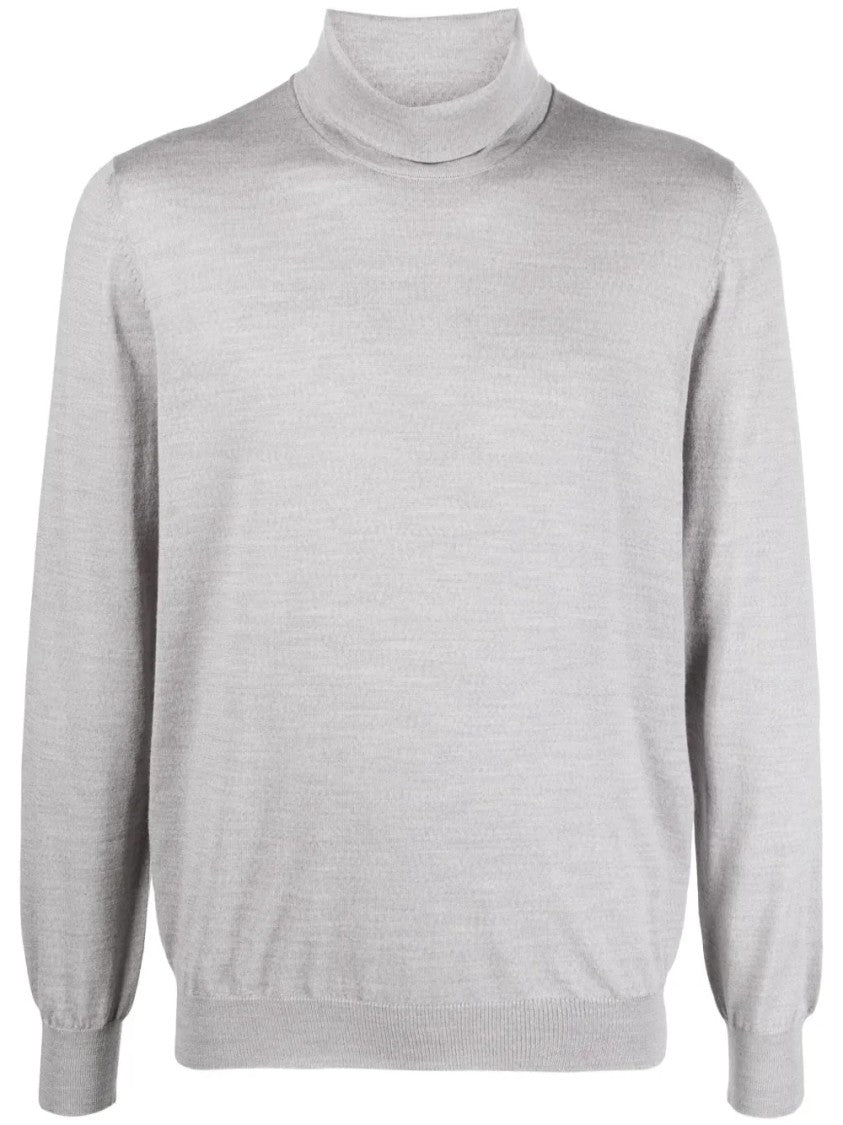 Lardini High-Neck Ribbed Knit Sweater With Tailored Fit