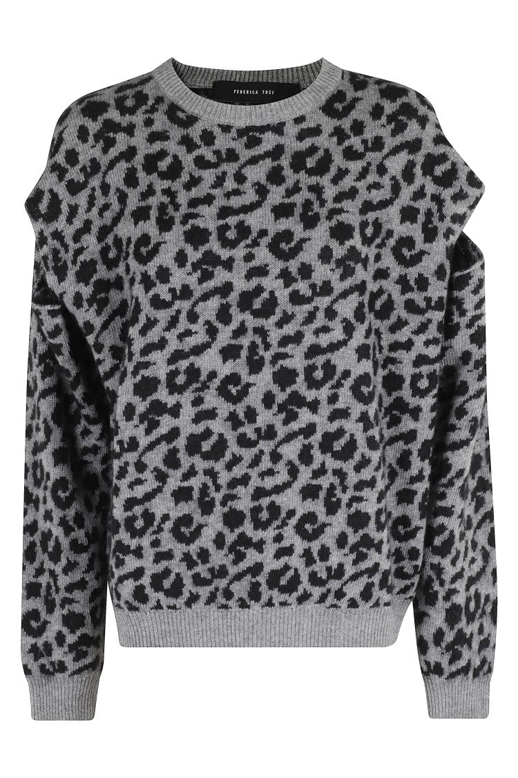 Federica Tosi Spotted Cut Pattern Crew Neck Sweater
