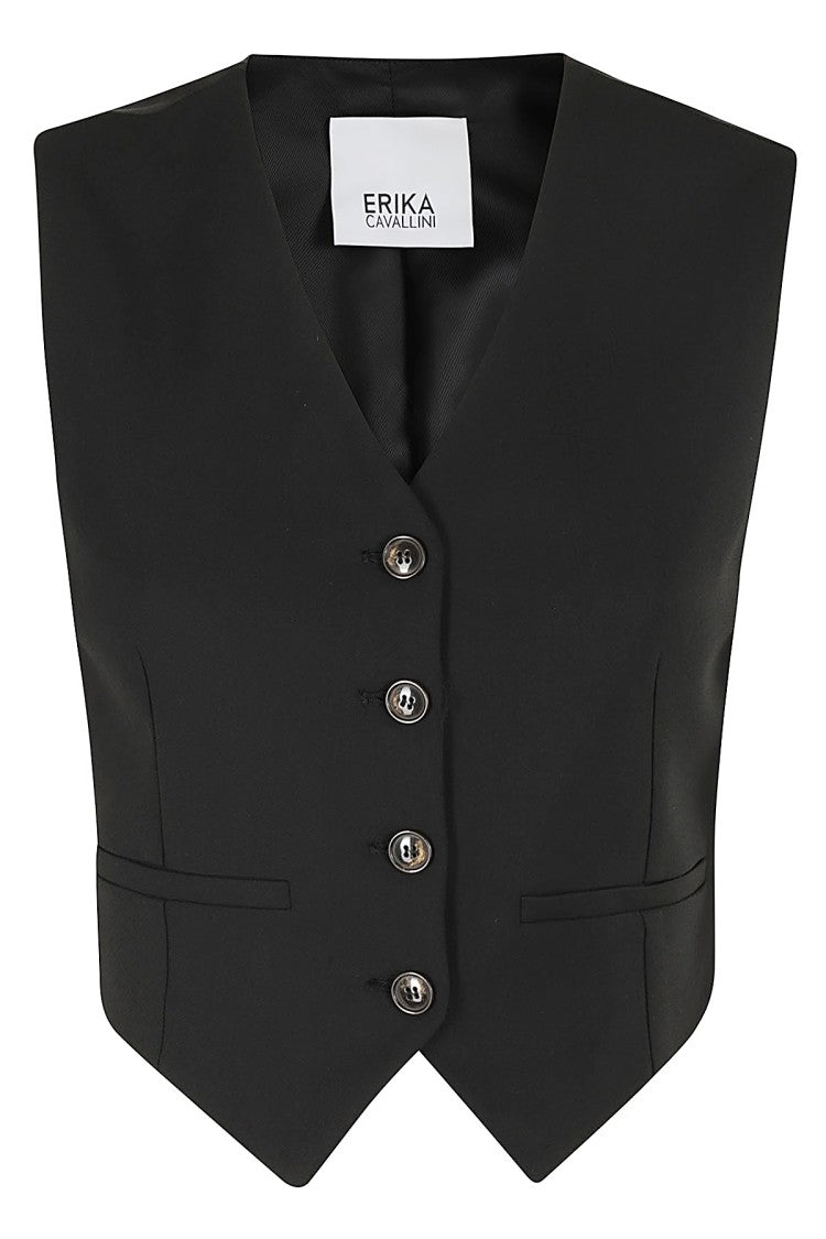 Erika Cavallini Sabrina Cropped Black Gilet