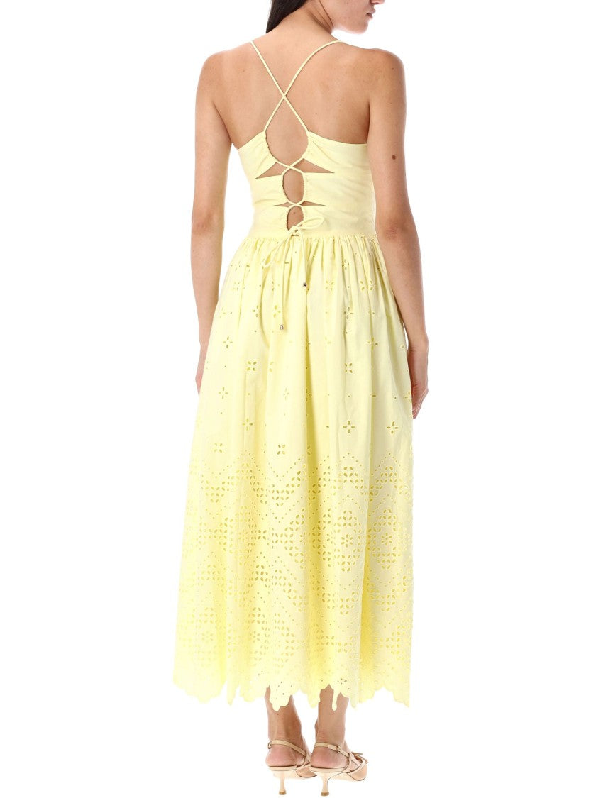 Self-Portrait Cotton Broderie Midi Dress