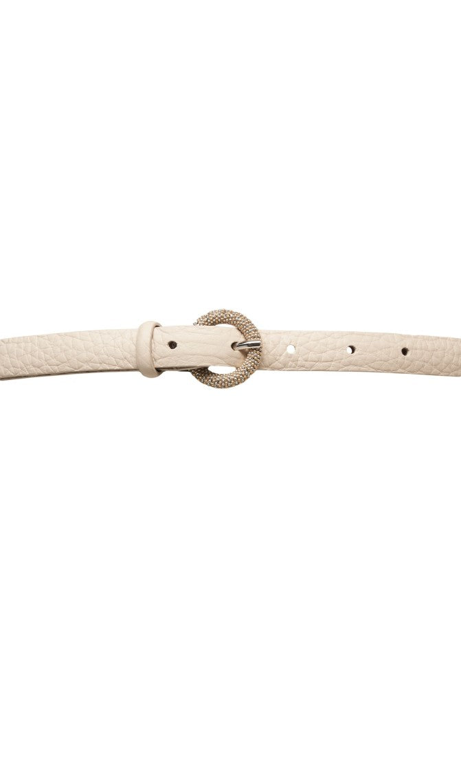 Orciani Hammered Leather Belt With Decorative Round Buckle