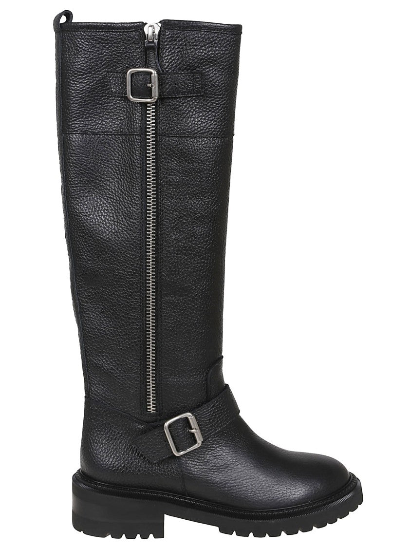 Via Roma 15 Textured Leather Ankle Boots