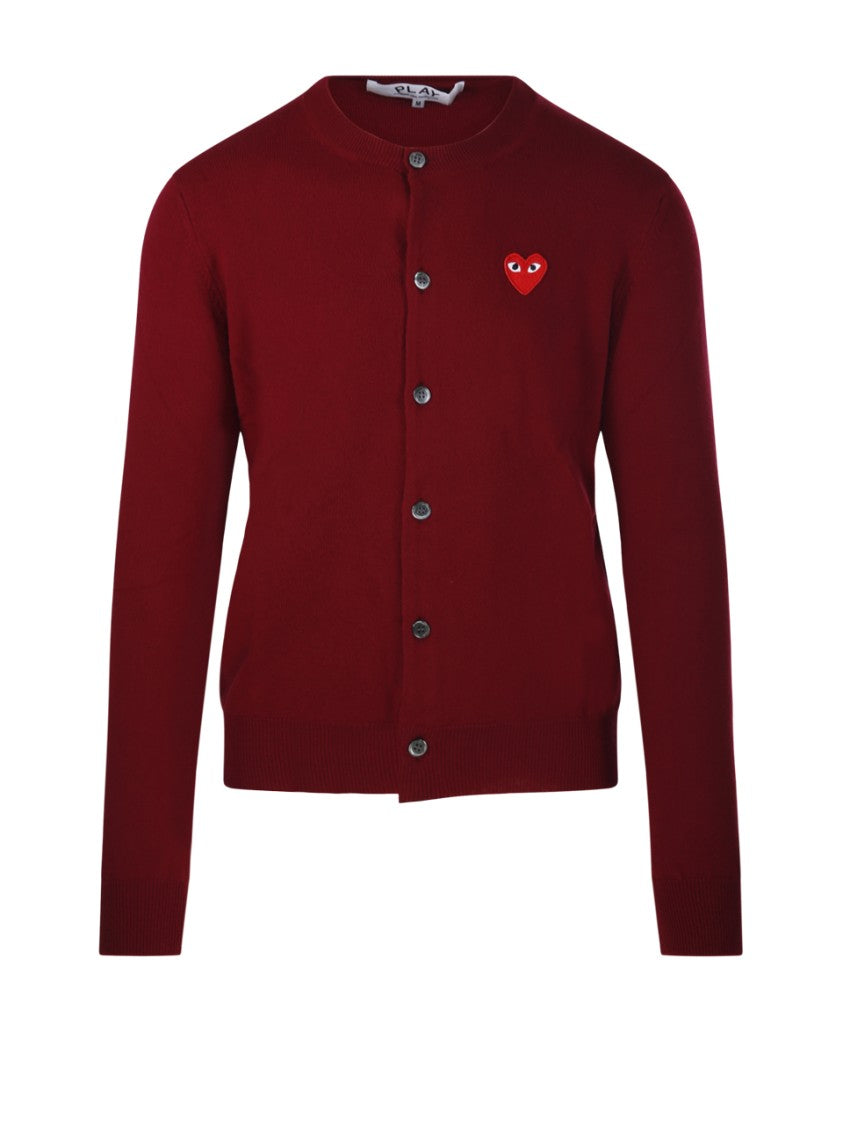 Comme Des Garçons Round-Neck Cardigan Red Heart