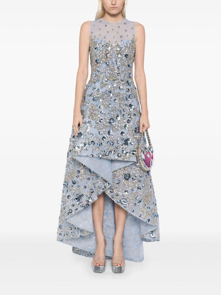 Saiid Kobeisy Tulle, High-Low Dress With Dotted Beading