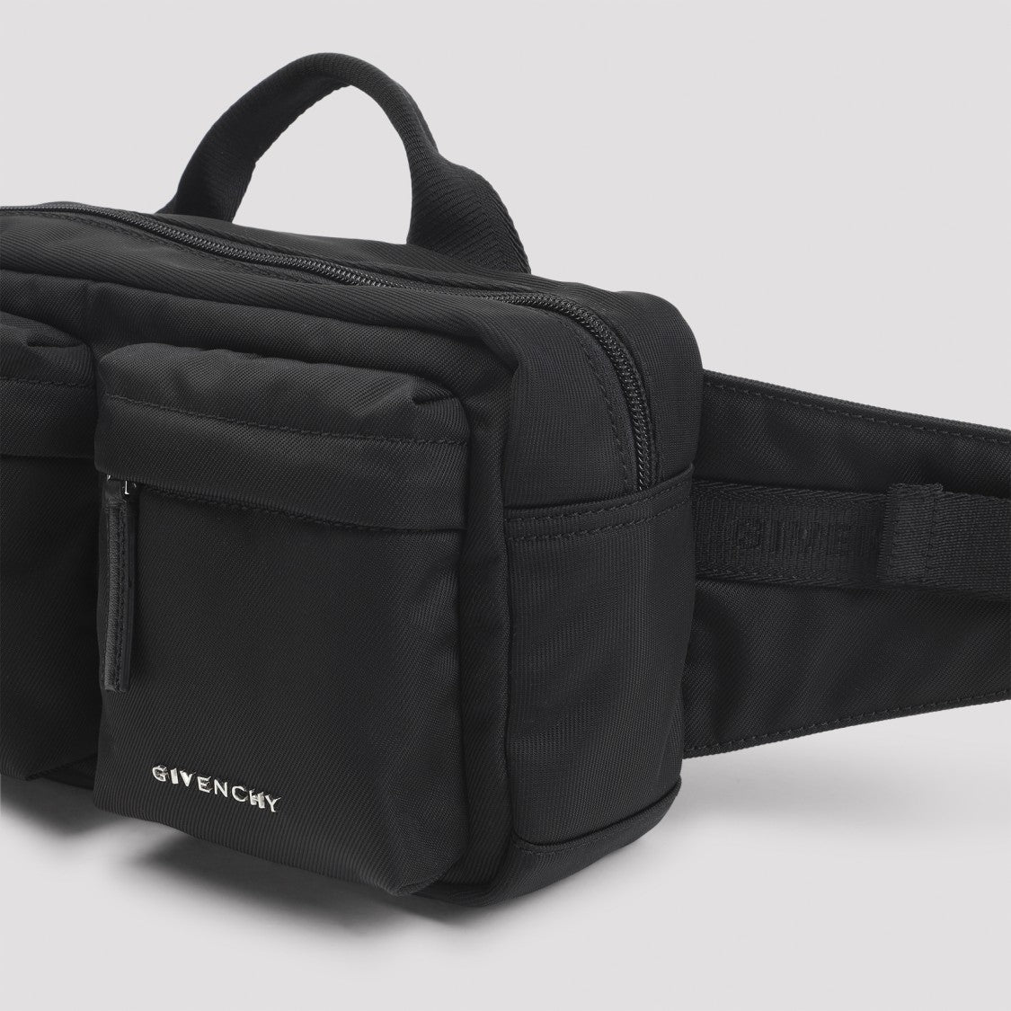 Givenchy Compact Black Belt Bag With Zippered Pockets