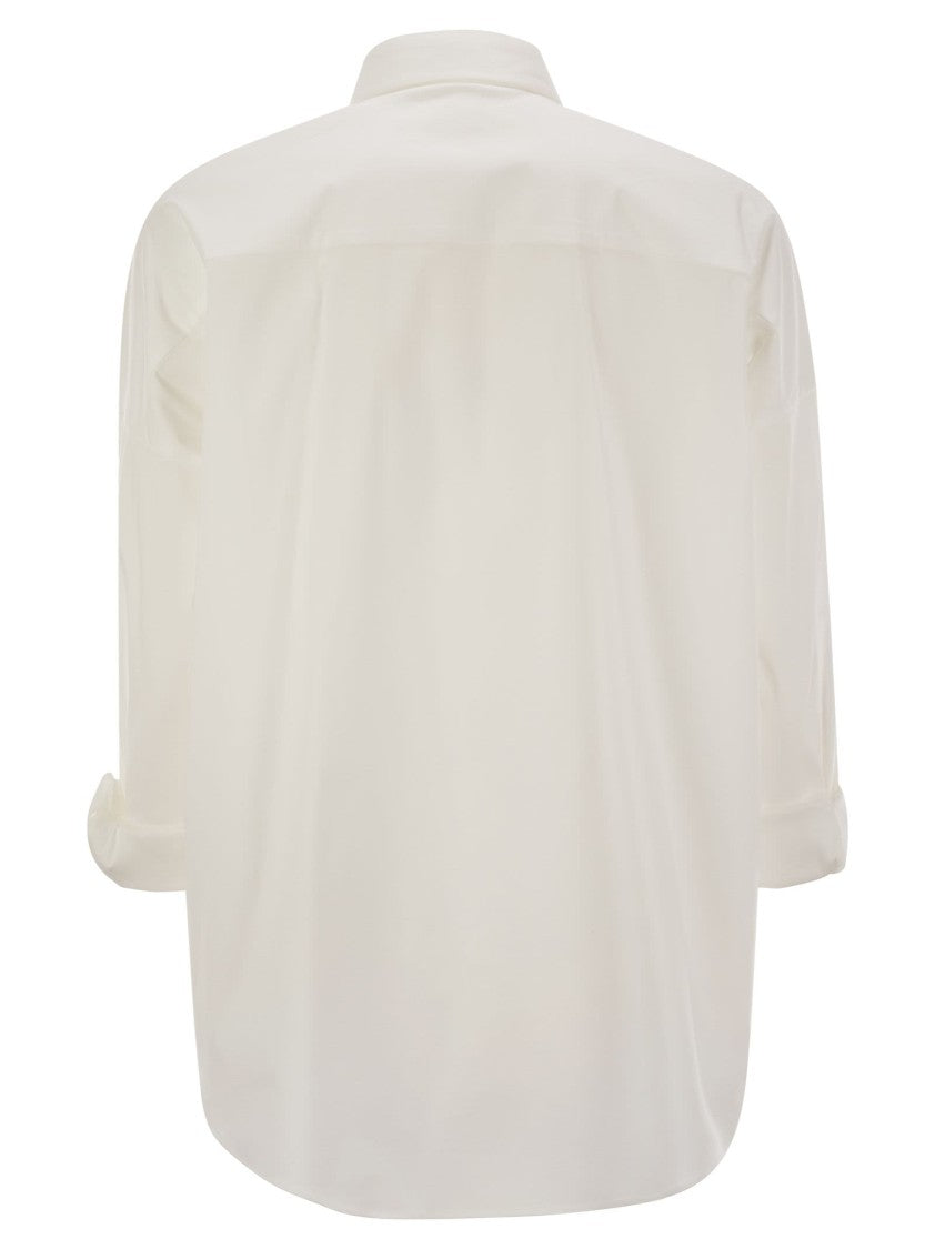 Brunello Cucinelli Stretch Cotton Poplin Shirt With Shiny Trim