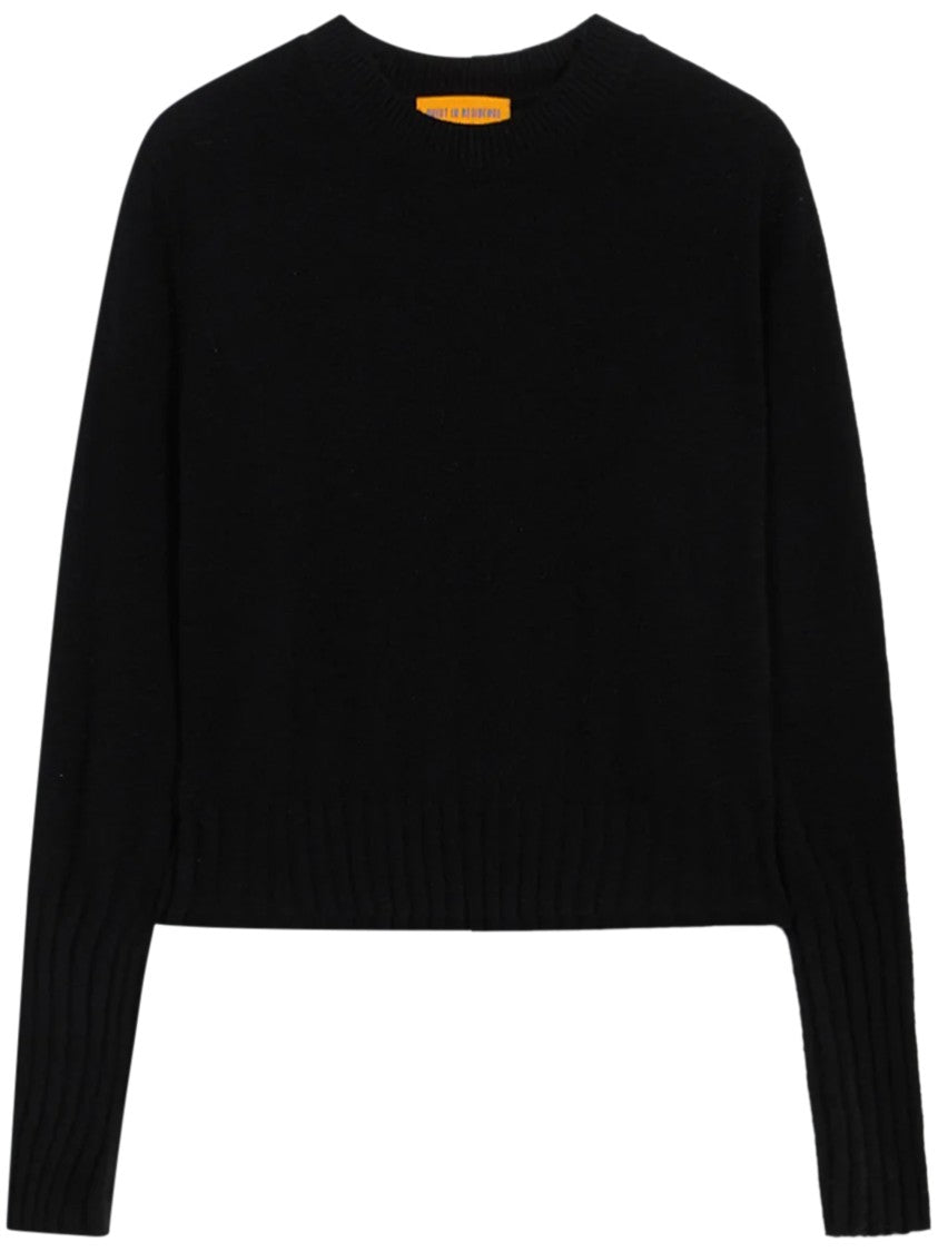 Guest In Residence Cropped Black Crew Sweater