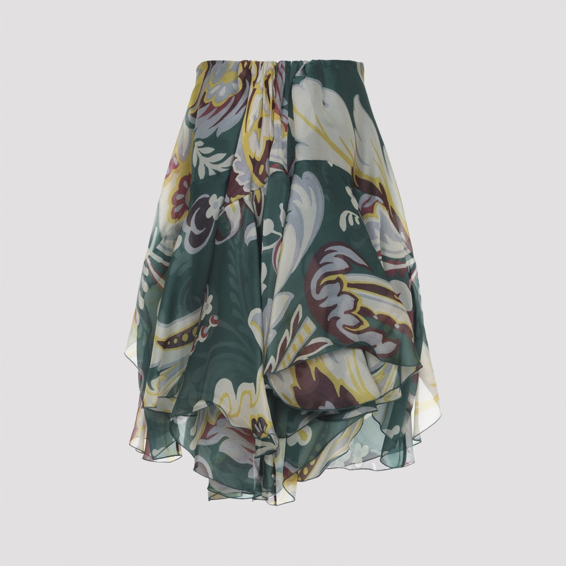 Etro Asymmetric Multicolor Silk Mini Skirt