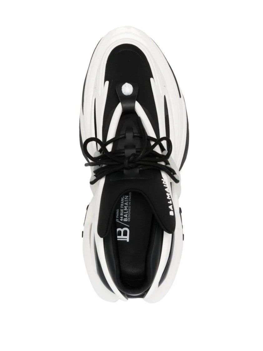 Balmain Black Neoprene And Calfskin Trainers