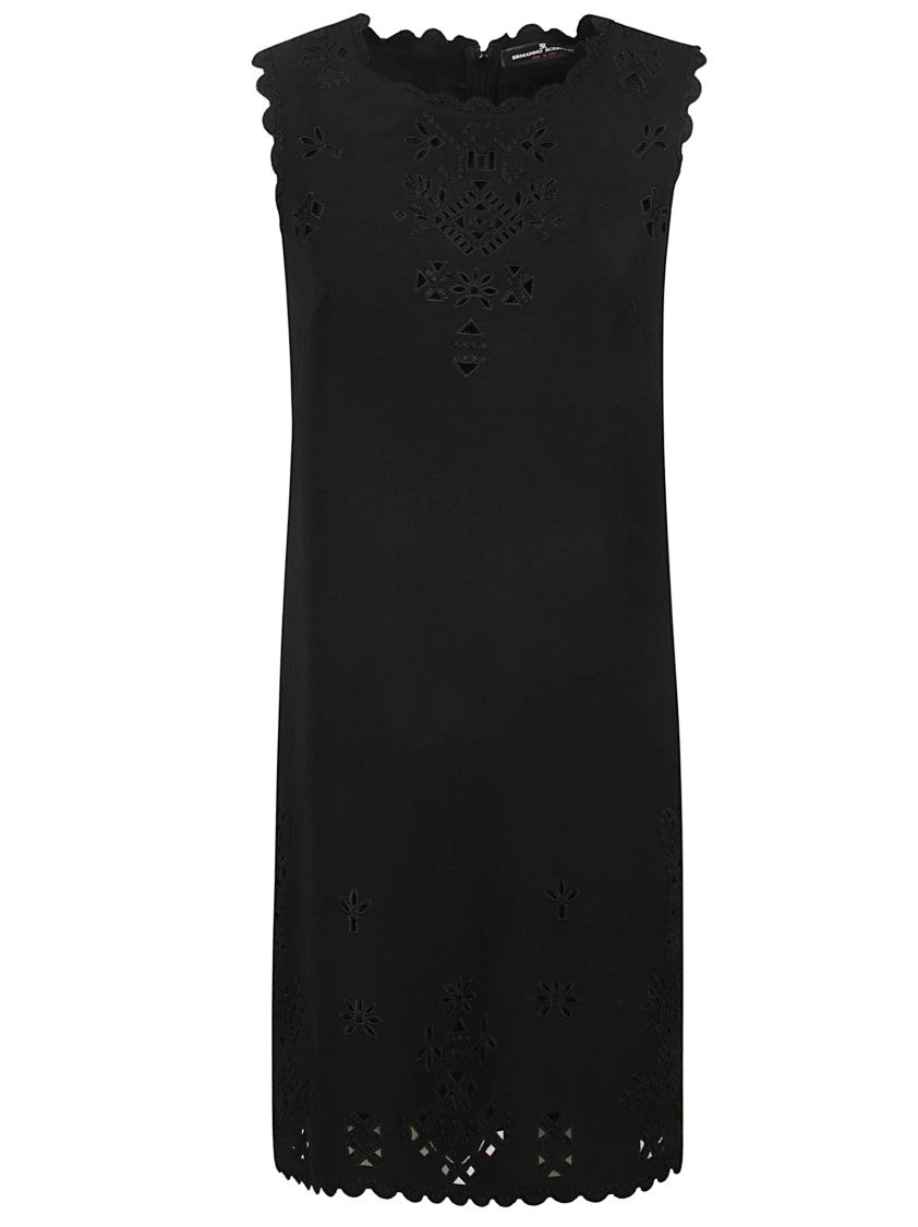 Ermanno Scervino Elegant Black Dress With Cut-Out Detailing