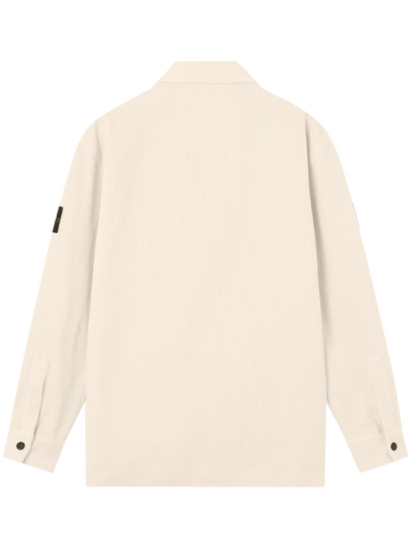Stone Island Classic White Button-Down Shirt In Cotton