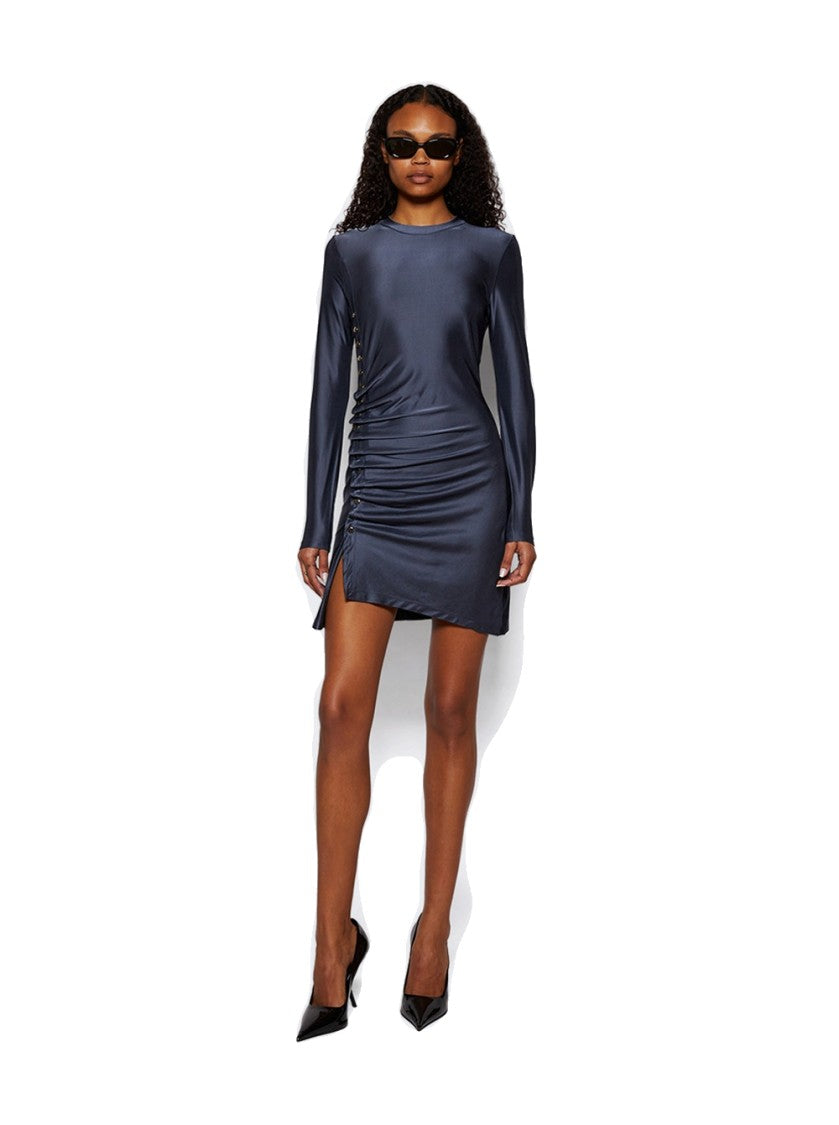 Rabanne Short Gathered Jersey Dress Slate Grey