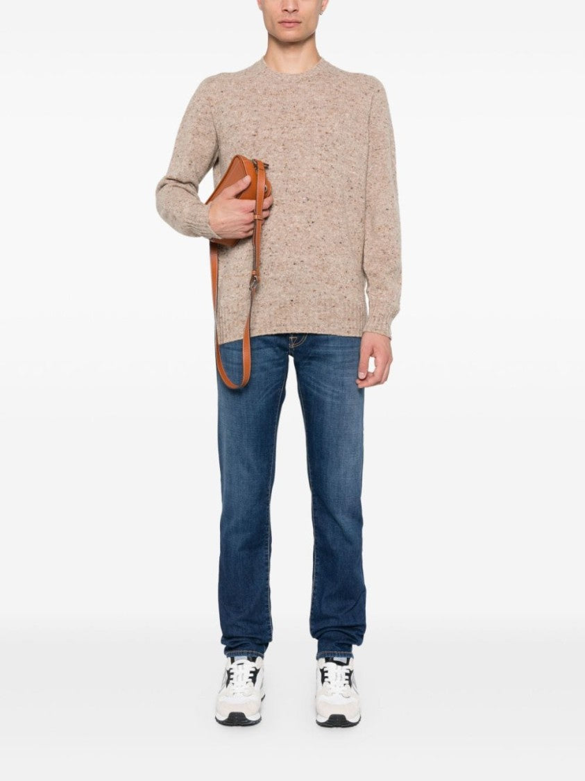 Drumohr Sand Beige Long Sleeve Crew Neck Sweater