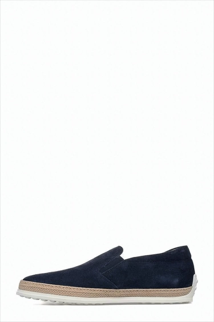 Tod's Slip-On Blue Suede And Leather Sneakers With Textured Sole