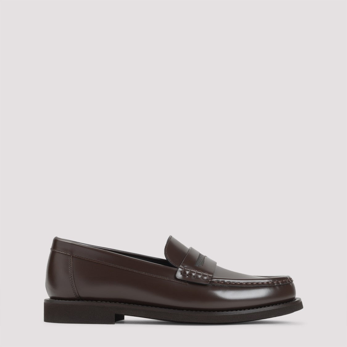 Brunello Cucinelli Dark Brown Leather Loafers