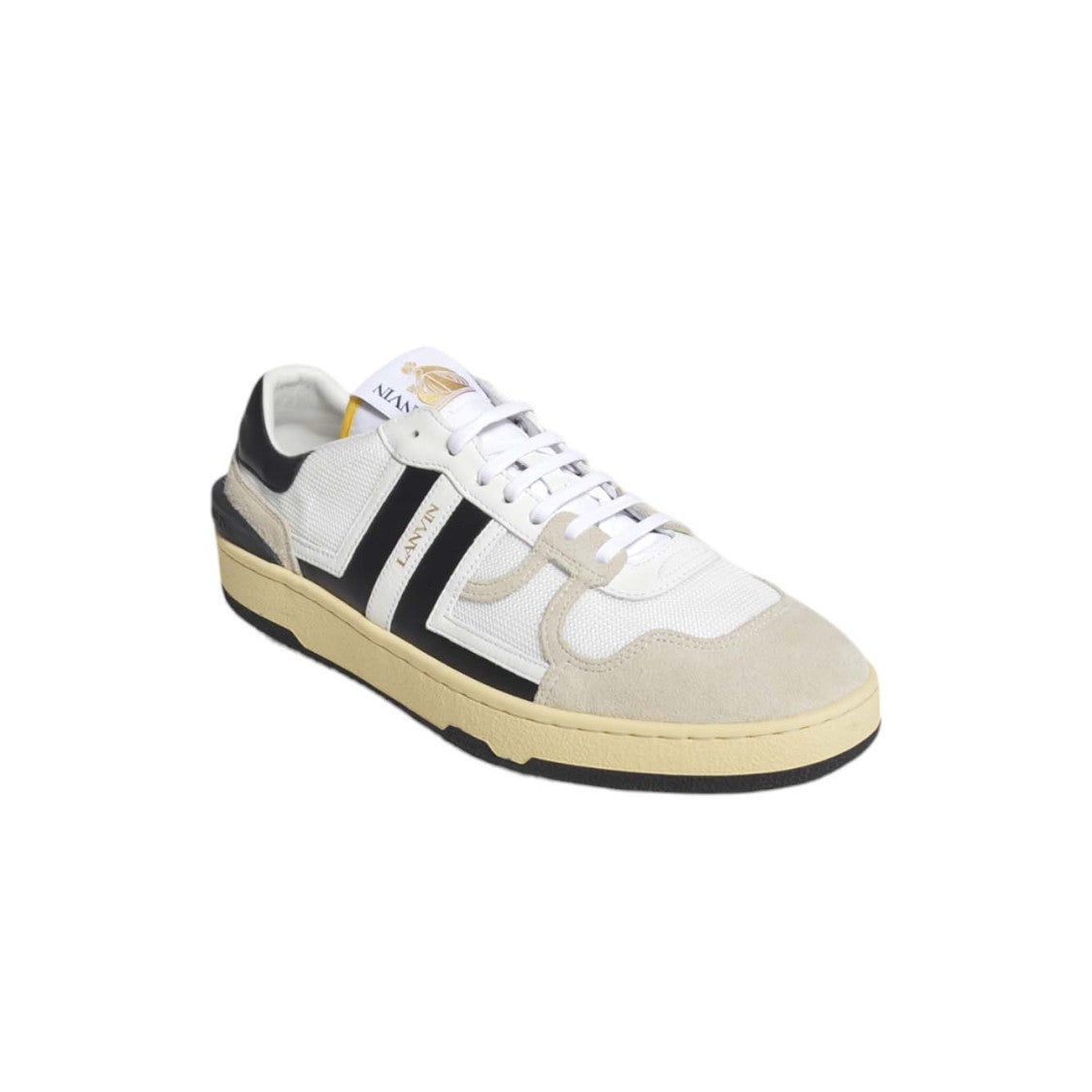 Lanvin Black And White Leather Clay Low Mesh Sneakers