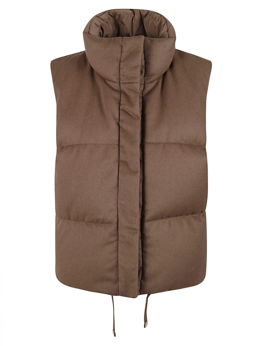 Max Mara Padded Brown Vest With High Collar