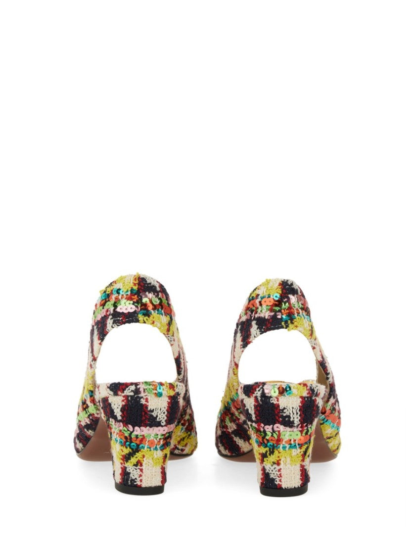 Valentino Garavani Tweed "Adamantine" Slingback Pumps