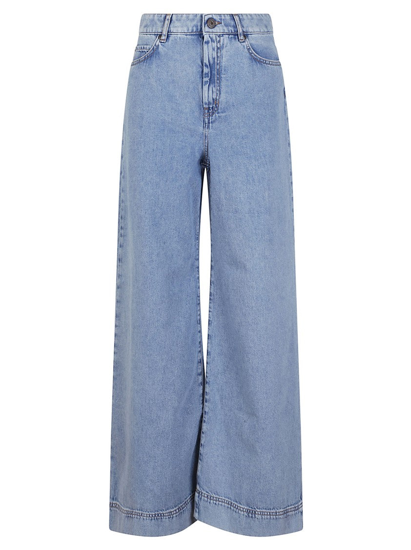 Max Mara Wide-Leg High-Waist Denim Jeans With Subtle Stitching