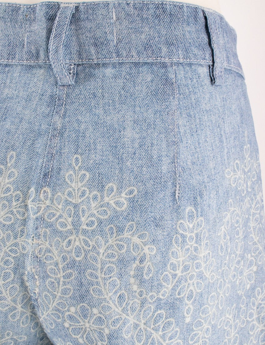 Ermanno Firenze Denim Pattern Linen Shorts