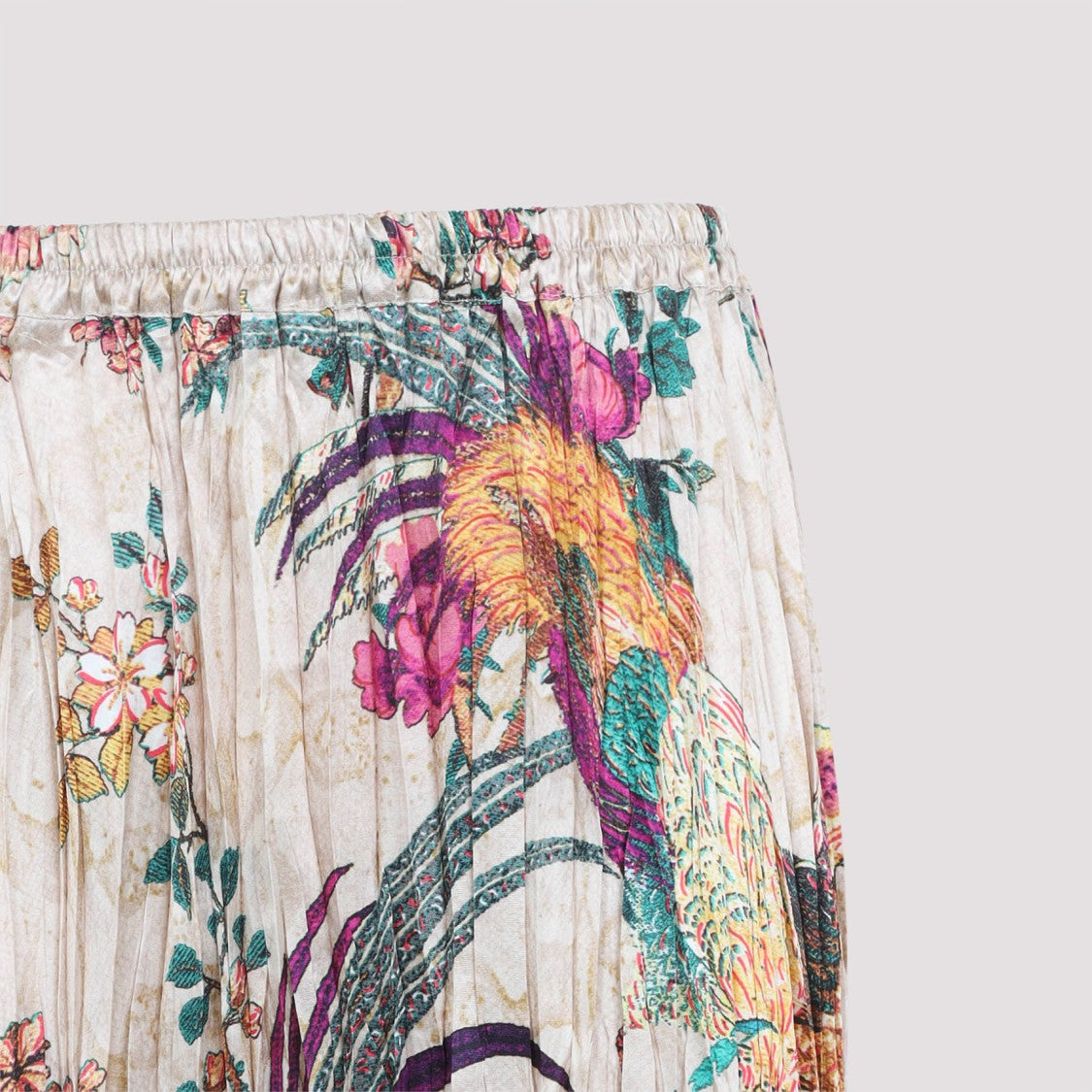 Roberto Cavalli Beige Silk Midi Skirt