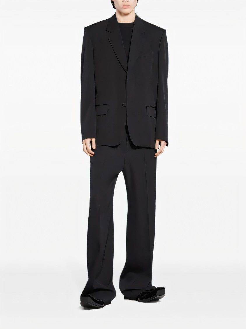 Balenciaga Black Wool Blazer With Single-Button Closure