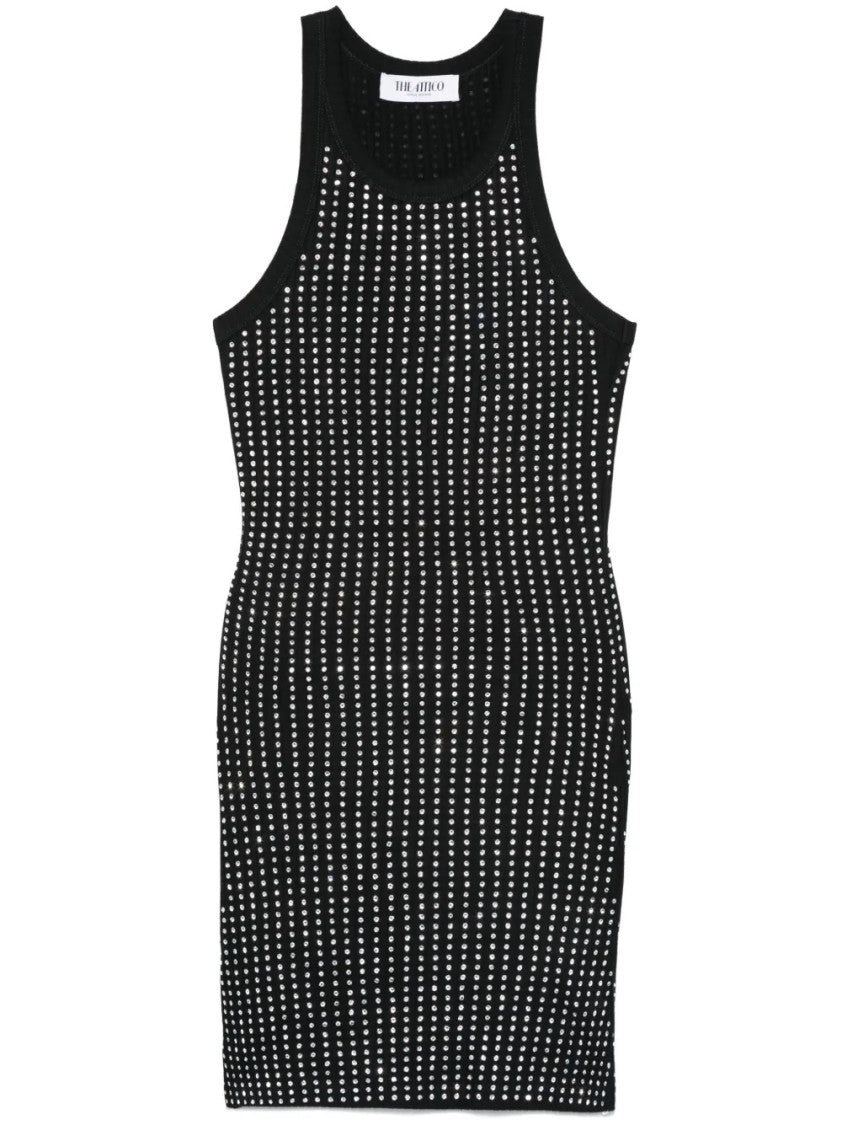 The Attico Fitted Midi Dress With Shimmering Embellishments