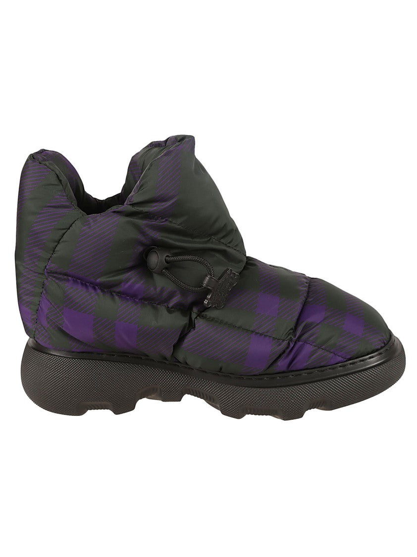 Burberry Puffy Checkered Boots With Rounded Silhouette