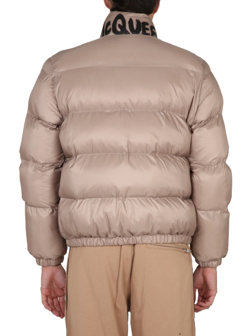 Alexander Mcqueen Graffiti Logo Print Down Jacket