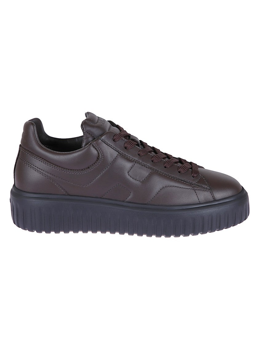 Hogan Low-Top Sneakers In Rosewood Nappa With Suede Logo