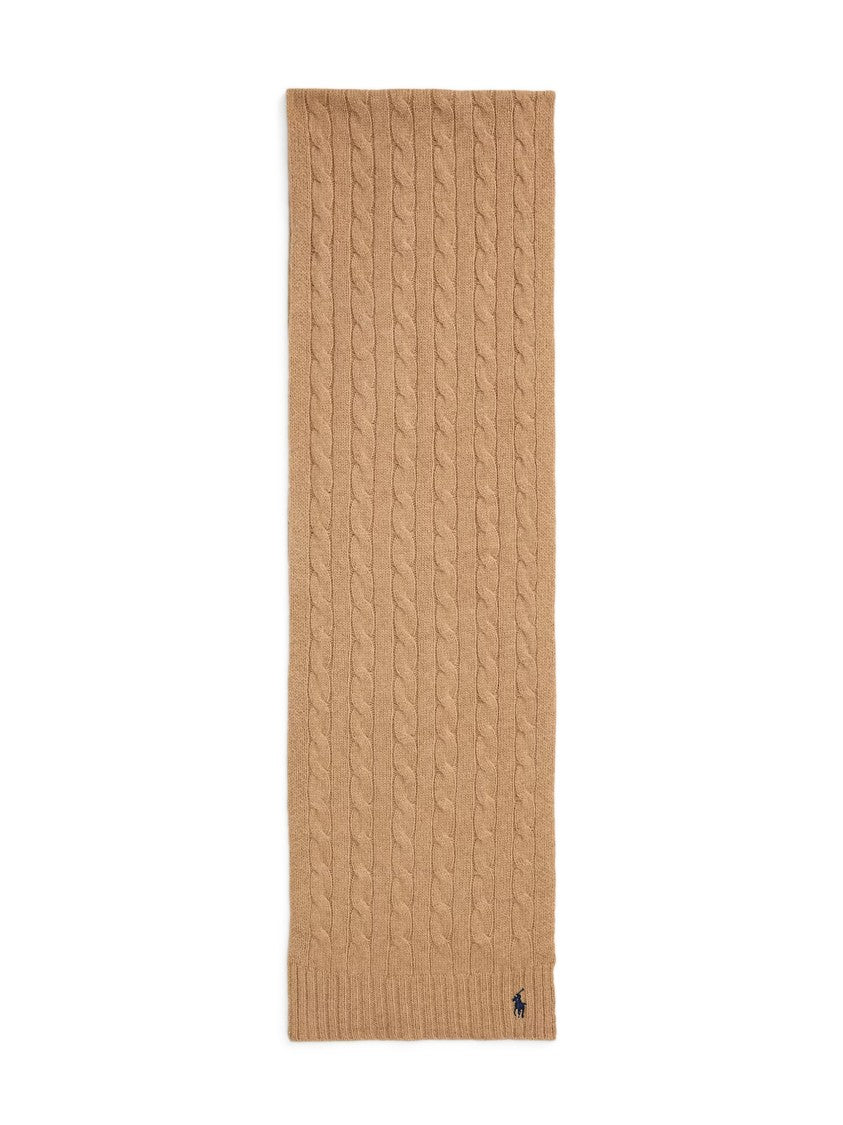 Polo Ralph Lauren Cable Knit Oblong Scarf With Ribbed Edges