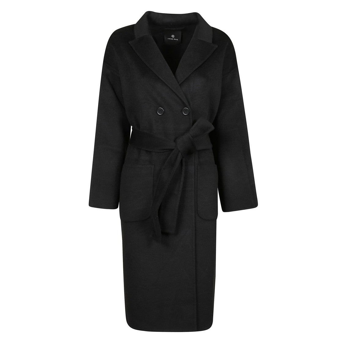 Anine Bing Double-Breasted Long Coat With Notched Lapel