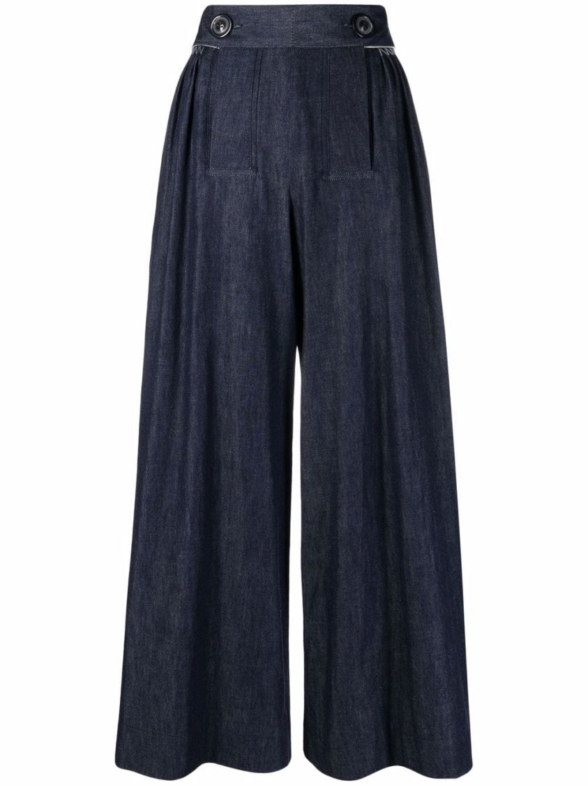 Maison Margiela Wide-Leg Trousers With Pleated Waistband And Button Accents