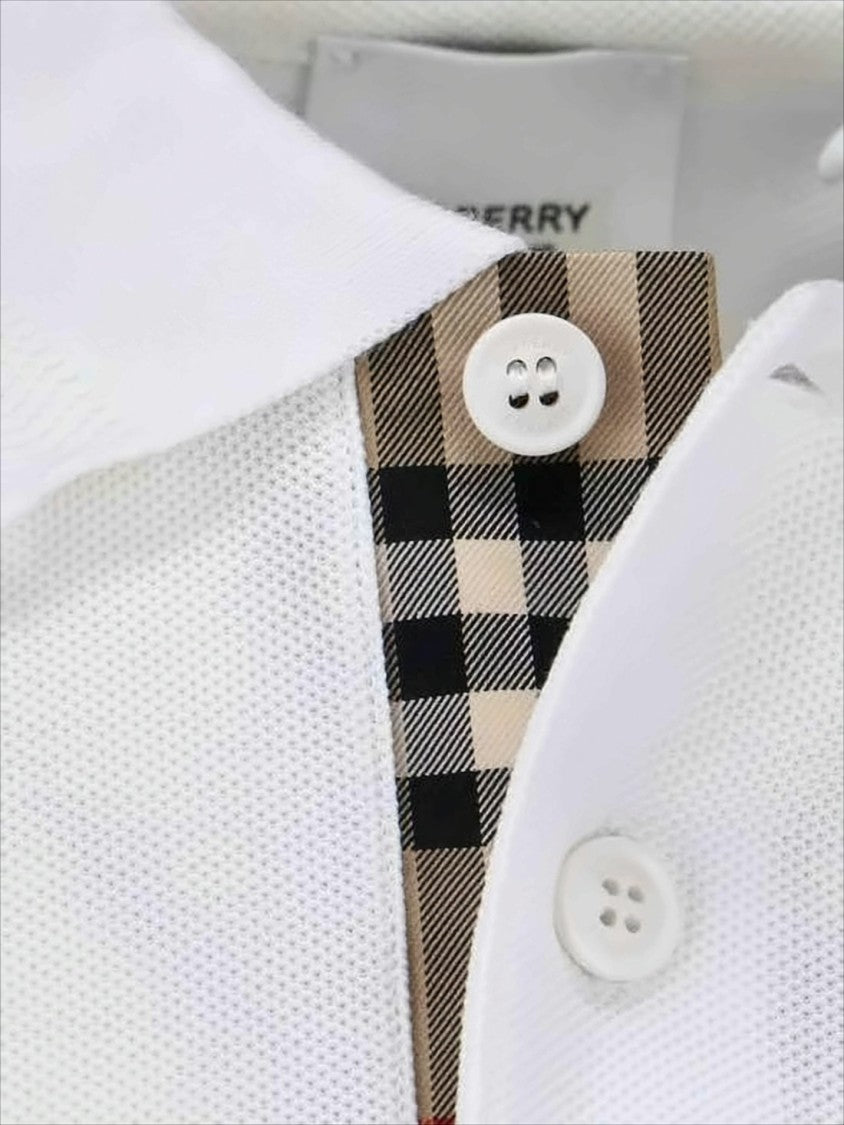 Burberry Textured Knit White Polo Shirt